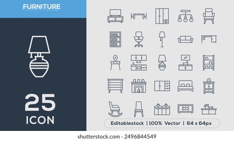 FURNITURE line icons collection Vector illustrator