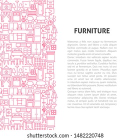 Furniture Line Pattern Concept. Vector Illustration of Outline Design.