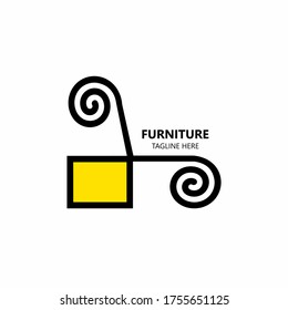 Furniture logo and chair design concept.