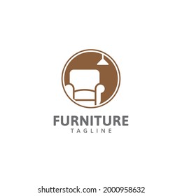 Furniture logo, chair and home decorative lights logo design vector template