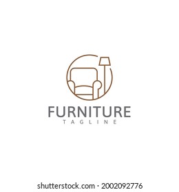 Furniture logo, chair and home decorative lights logo design vector template