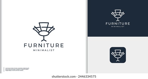 furniture logo with chair for store, creative Minimalist design style, line.abstract,interior,monogram,Furnishing