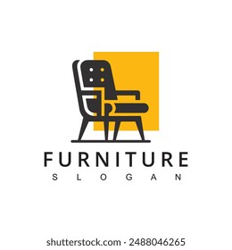 logo de muebles con silla para tienda. logo diseño 