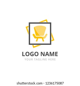 Furniture logo. A chair logo vector template. Icon of modern chair and home furnishings.