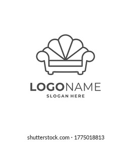 concepto de logotipo de mobiliario con elemento de sofá.