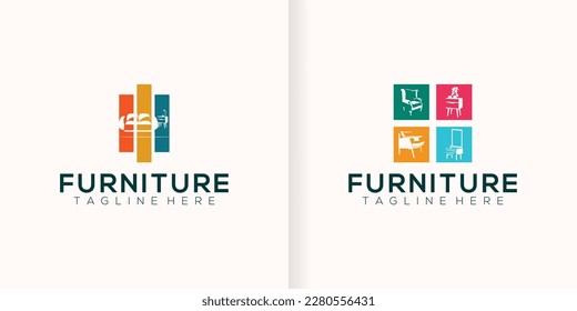 Furniture logo design collection with creative concept