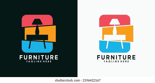 furniture logo design with creative concept premium vector