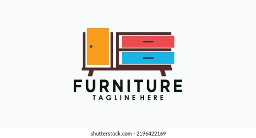diseño de logotipo de mobiliario con concepto creativo vector premium