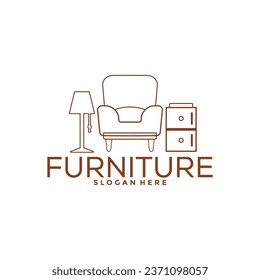 Furniture logo design with creative concept, Interior logo vector template