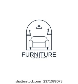 Furniture logo design with creative concept, Interior logo vector template