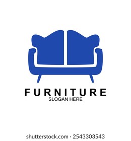 Diseño del logotipo de los muebles con concepto creativo. Ilustración vectorial de sofá Antiguas.