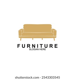 Diseño del logotipo de los muebles con concepto creativo. Ilustración vectorial de sofá Antiguas.