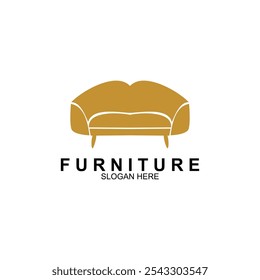 Diseño del logotipo de los muebles con concepto creativo. Ilustración vectorial de sofá Antiguas.