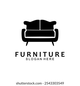 Diseño del logotipo de los muebles con concepto creativo. Ilustración vectorial de sofá Antiguas.