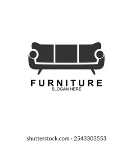 Diseño del logotipo de los muebles con concepto creativo. Ilustración vectorial de sofá Antiguas.