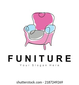 Furniture Logo Design, Home Furniture Illustration Table Icons, Chairs, Cupboards, Lamps