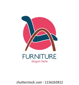 Furniture logo design icon template. Home decor interior design vector illustration 