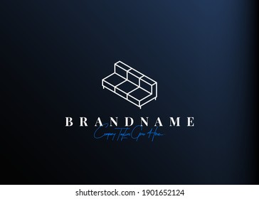 Furniture logo design inspiration. Sofa Vector Illustration. Modern Icon Design Vector Template with Line Style
