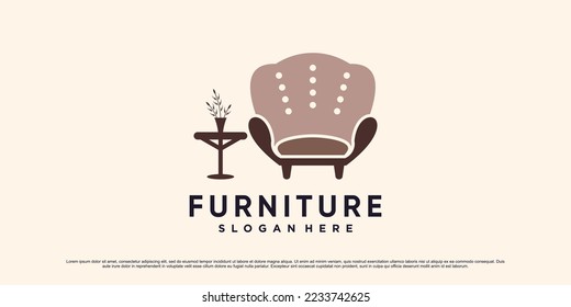 Furniture logo design template for interior business with sofa icon and creative concept