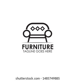 Furniture logo design with using sofa and chair icon vector template