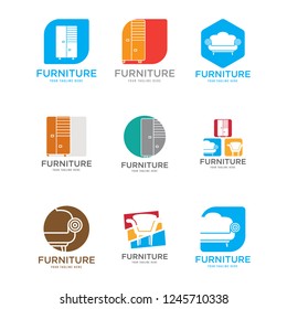 Furniture Logo Design Vector collection. Set of vintage logo, badge,emblem and logotype elements for furniture shop.