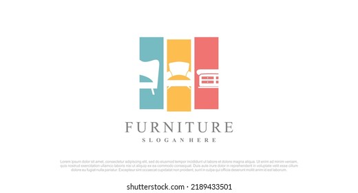 Vector de diseño de logotipo de muebles con concepto creativo para empresas 