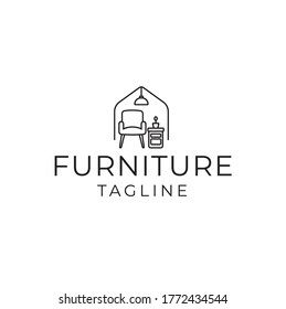 Kitchen Furniture Minimalist Line Art Logo Stock Vector (Royalty Free ...