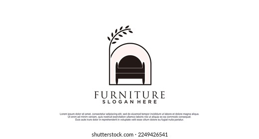 Furniture logo with floral element design icon illustration