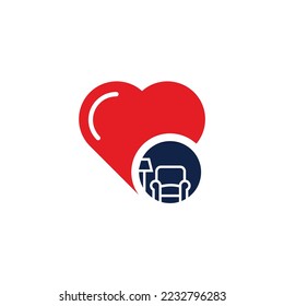 furniture logo with heart and red, blue color