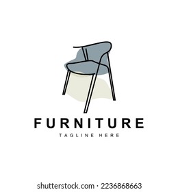 furniture logo, home furnishing design, room icon illustration, table, chair, lamp, frame, clock, flower pot