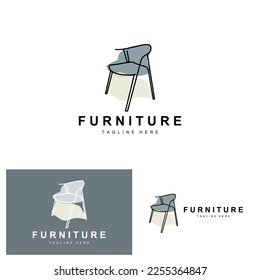 furniture logo, home furnishing design, room icon illustration, table, chair, lamp, frame, clock, flower pot