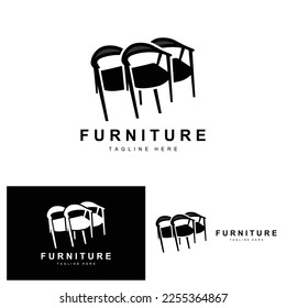 furniture logo, home furnishing design, room icon illustration, table, chair, lamp, frame, clock, flower pot