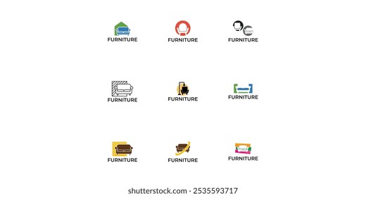 Furniture Logo. Interior Sofa Chair. Furnishing Interior Logo Design Template.