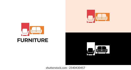 Furniture Logo. Interior Sofa Chair. Furnishing Interior Logo Design Template.