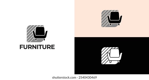 Furniture Logo. Interior Sofa Chair. Furnishing Interior Logo Design Template.