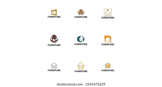 Furniture Logo. Interior Sofa Chair. Furnishing Interior Logo Design Template.