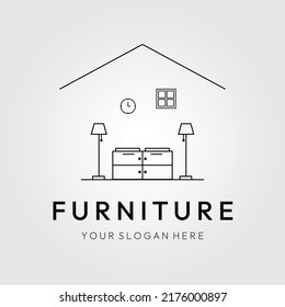 furniture logo line art, icon and symbol, with emblem vector illustration design