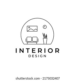 furniture logo line art minimalist interior template design