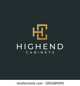 logotipo de muebles letra premium de alta calidad de los gabinetes de hc