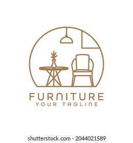 furniture logo minimalist room interior chairs and tables