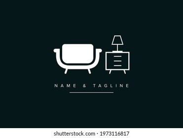Furniture logo sofa and lamp on Table Logo