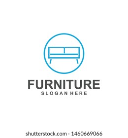 furniture logo template, interior design logotype symbol. Style line couch sofa chair icon sign