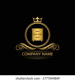 furniture logo template luxury royal vector company  decorative emblem with crown  