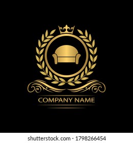 furniture logo template luxury royal vector company  decorative emblem with crown  