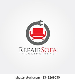 Furniture logo template,Wrench and seat icon combination ,illustration element -vector