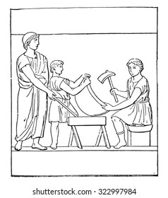 Furniture manufacturers, vintage engraved illustration.
