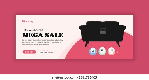 Furniture Mega Sale Social Media Cover Template Design
