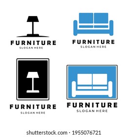 furniture Minimalist bundle sofa lap logo vintage vector illustration design