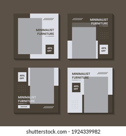 Furniture minimalist social media post template collection
