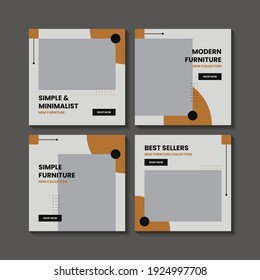 Furniture minimalist social media post template collection